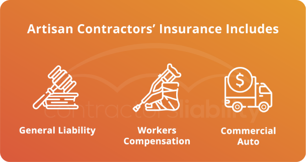 Artisan Constractor Insurance includes general liability, workers compensation, commercial auto