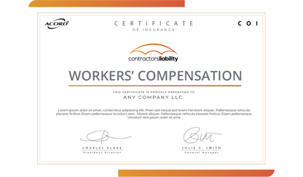 you need a certificate of insurance showing you have Workers Compensation Insurance to get a job or be let on a jobsite.
