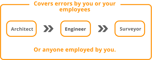 Covers errors by you or your architect, engineer and the surveyor or anyone emplyed by you.