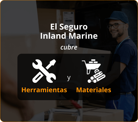 Infografico de el seguro de inland marine cubre las herraminetas y materiales