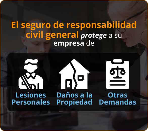 Infografico de el seguro de responsabilidad civil general protege a su empresa de lesiones personales