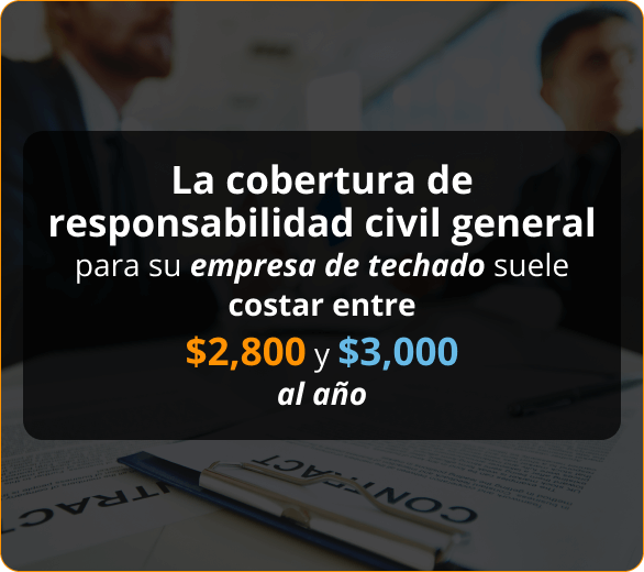 Infografico de la cobertura de responsabilidad civil general para su empresa de techado suele costar entre 2800 y 3000 al año