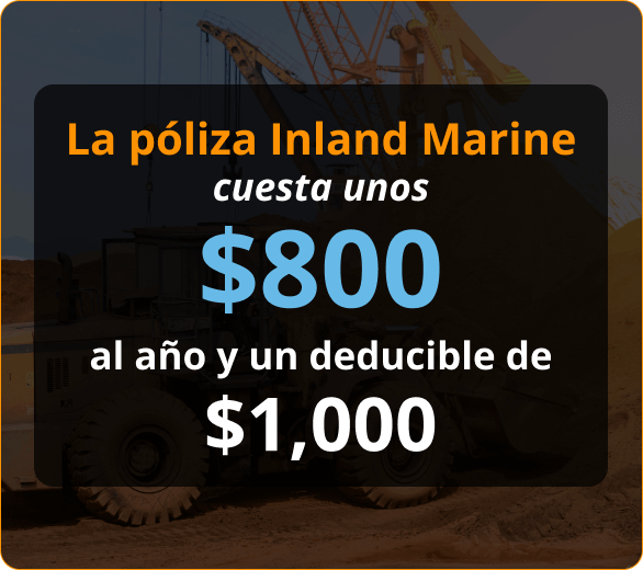 Infografico de la poliza inland marine cuesta unos 800usd al año y un deducible de 1000usd