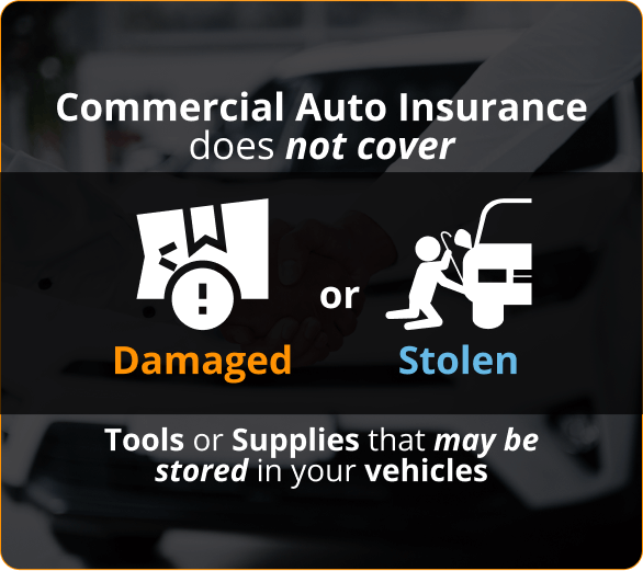 Infographic of Commercial Auto Insurance does not cover damaged or stolen