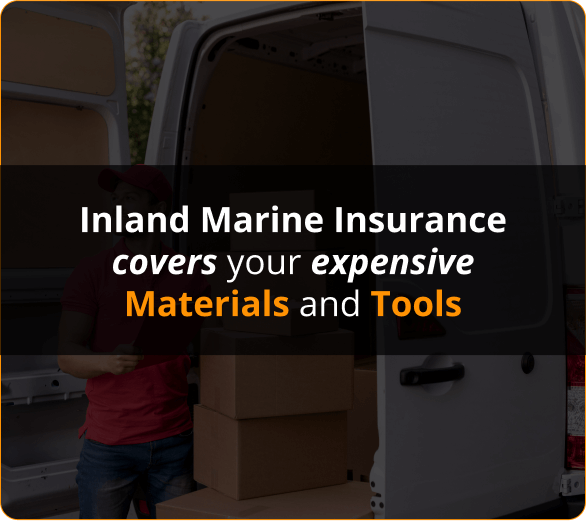 Infographic of Inland Marine Insurance covers your expensive Materials and Tools for roofers in orlando