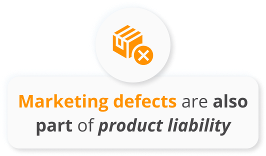 Infographic of Marketing defects are also part of product liability