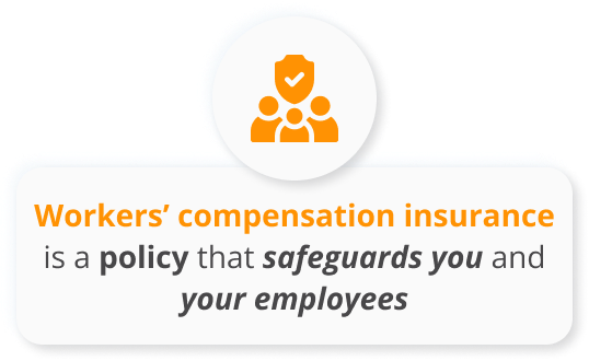 Infographic of Workers’ compensation insurance is a policy that safeguards you and your employees