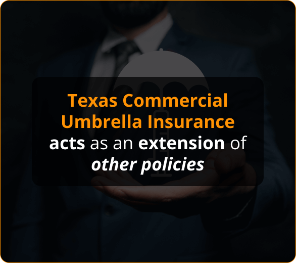 Infographics of Texas roofers Commercial Umbrella Insurance acts as an extension of other policies
