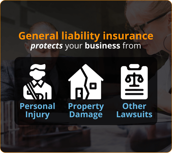 Infographics of general liability insurance protects your business from personal injury property damage and other lawsuits