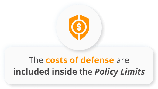 Infographics of the costs of defense are included inside the policy limits