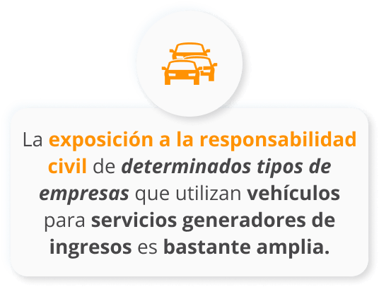 La infografía sobre la exposición a la responsabilidad civil de determinados tipos de empresas que utilizan vehículos para servicios generadores de ingresos es bastante amplia