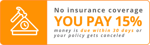 No insurance coverage you pay 15% money is due within 30 days or your policy gets canceled