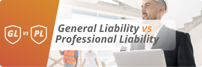 Principal Banner of general Liability vs professional liability