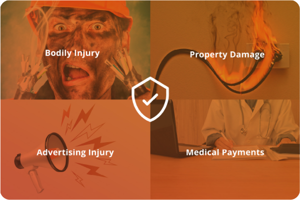 BodilElectrician’s General Liability insurance covers, bodily injury, property damage, advertising injury and medical payments