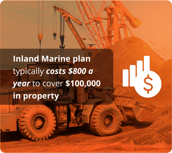 infographic of Inland Marine plan typically costs $800 a year to cover $100,000 in property