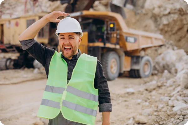 Trabajador Masculino Con Excavadora En Cantera De Arena 1 1